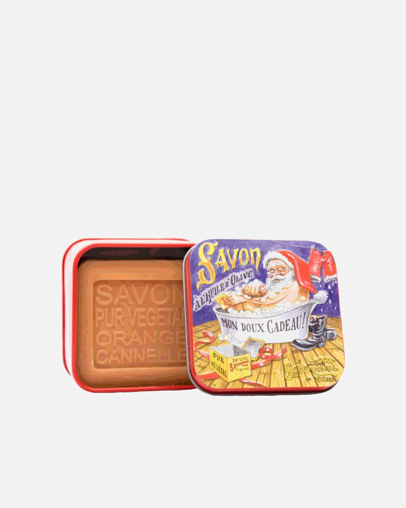 La Savonnerie de Nyons Savon 100g Orange-Cannelle et Boîte Métal Bain