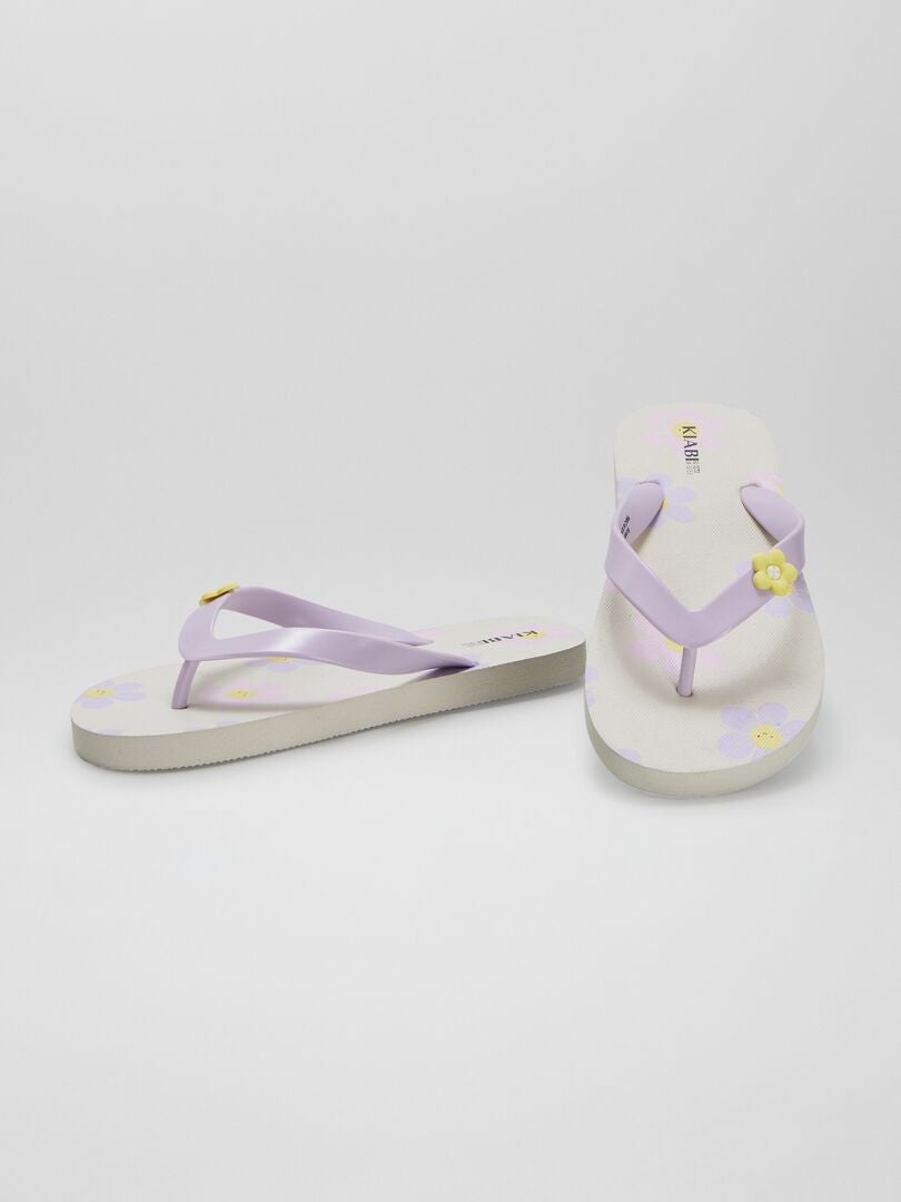 Bloemen teenslippers - BEIGE