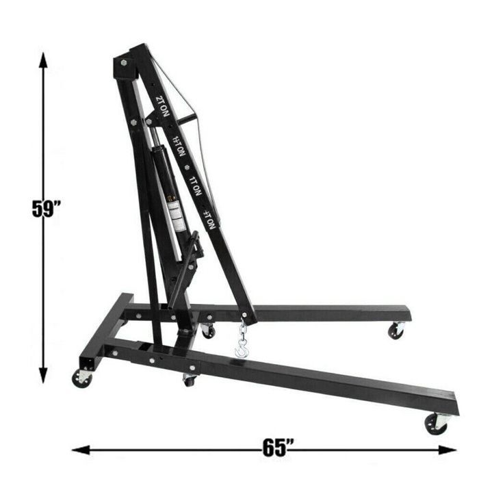 Grúa de taller de 2 toneladas, grúa de taller móvil y plegable, grúa elevadora plegable con 6 ruedas, color negro.