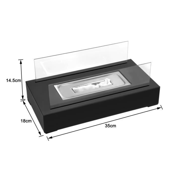 Tischkamin – LARS360 – Tragbares Modell – Bioethanol – Modernes Design – 35 x 18 x 15 cm