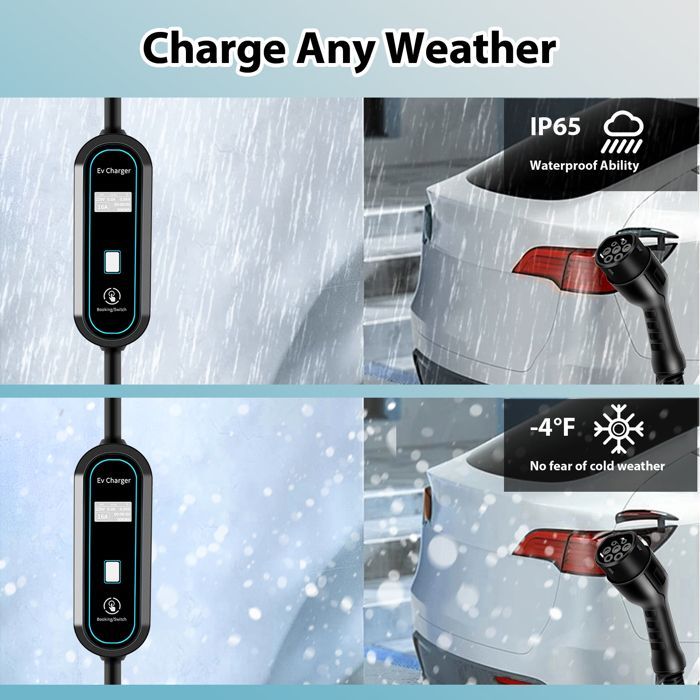 Cargador para coches eléctricos, 3,5 kW 16 A – corriente ajustable 8 A/10 A/13 A/16 A, con función de carga programable, color negro.