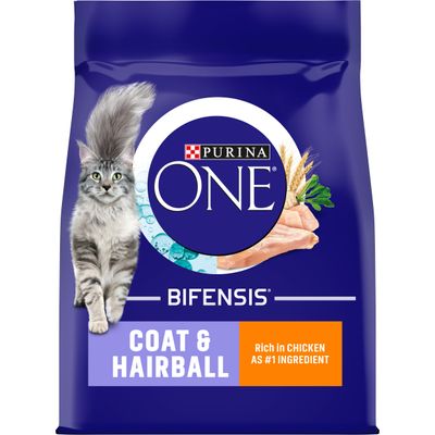 PURINA ONE Trockenfutter für Katzen mit Huhn, Vollkorn und Fell- und Haarballenproblemen