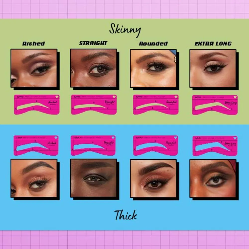 NYX Zero To Brow Szablon do brwi Thick Brow 4 szt.