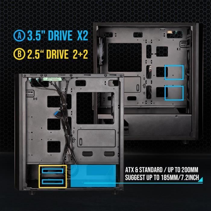 Case per PC senza alimentatore - BITFENIX Saber Mesh (Nero) - Mid Tower - Formato ATX