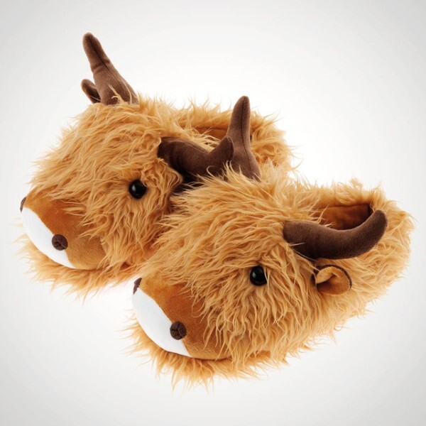 Papuče Fuzzy Friends Highland Cow do veľkosti 7