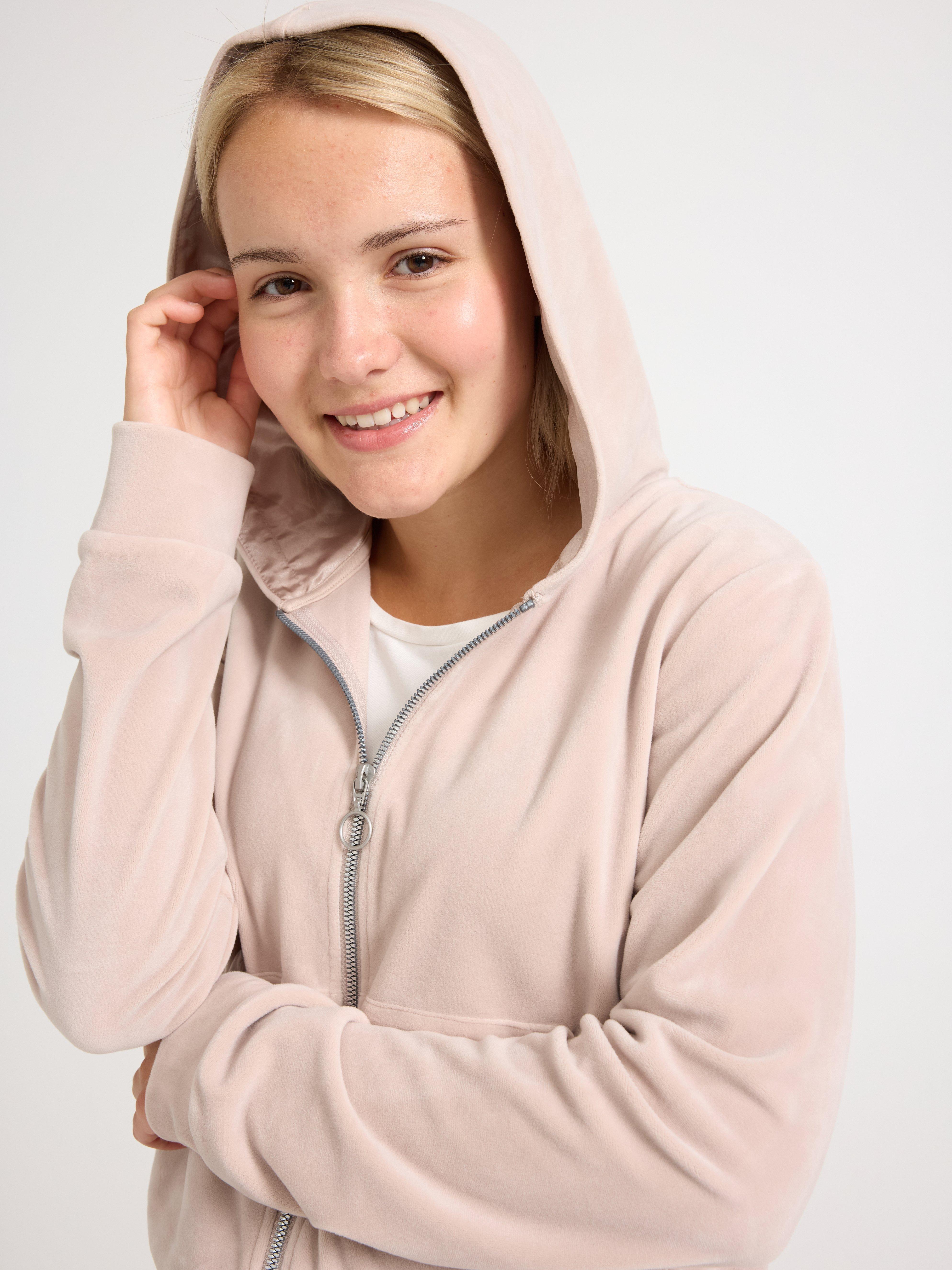 Bluza z kapturem i welurem Light Grey