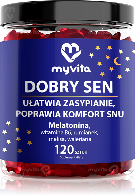 MyVita Dobry Sen, suplemento alimentar em cápsulas mastigáveis macias, para uma noite de sono tranquila.