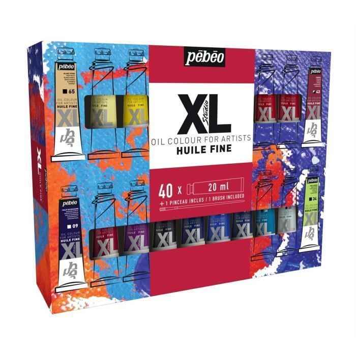 Peinture à l'huile - Bpîte - 40 tubes 20 ml - Couleurs assorties - Pinceau inclus - Qualité fine