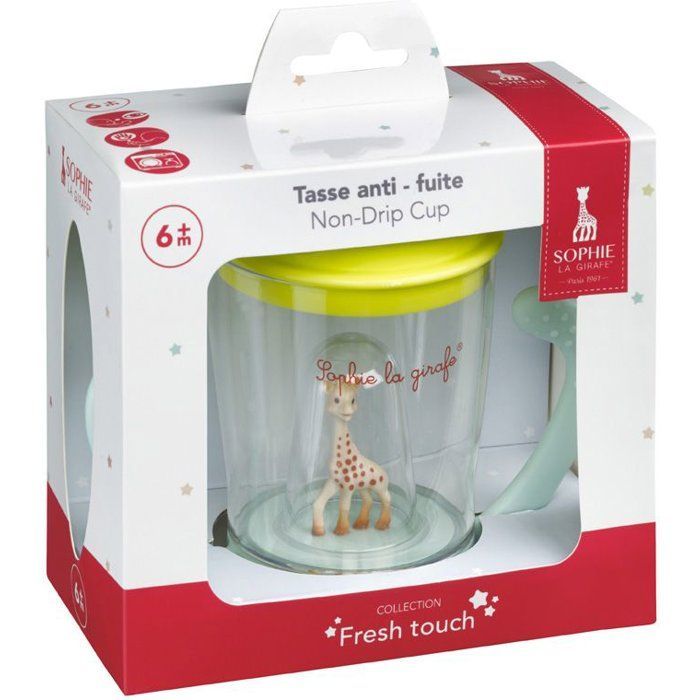 Vaso antigoteo - SOPHIE LA JIRAFA - Boquilla ergonómica - 2 asas - Válvula antigoteo