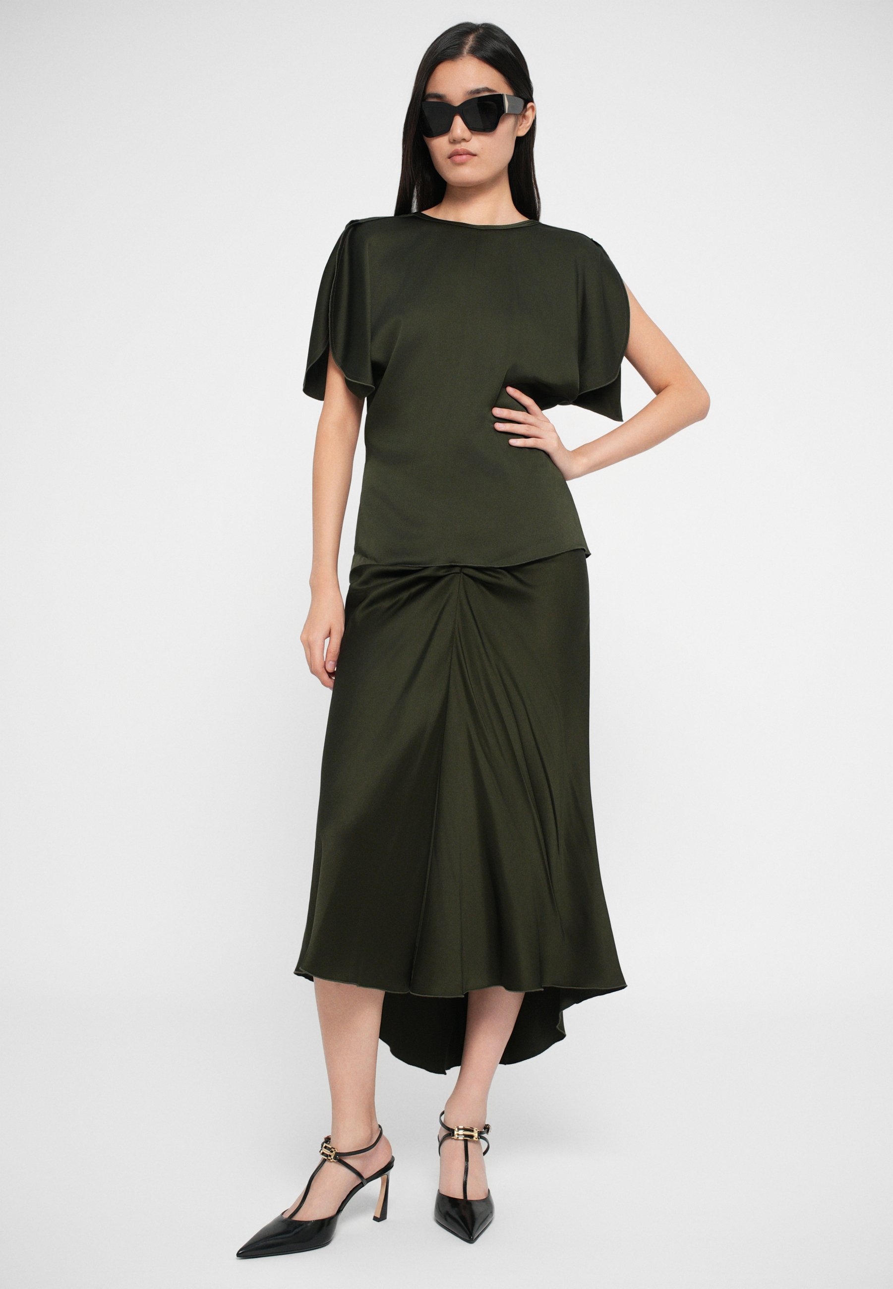 Victoria Beckham BELLA - A-lijn rok - donker olijfgroen