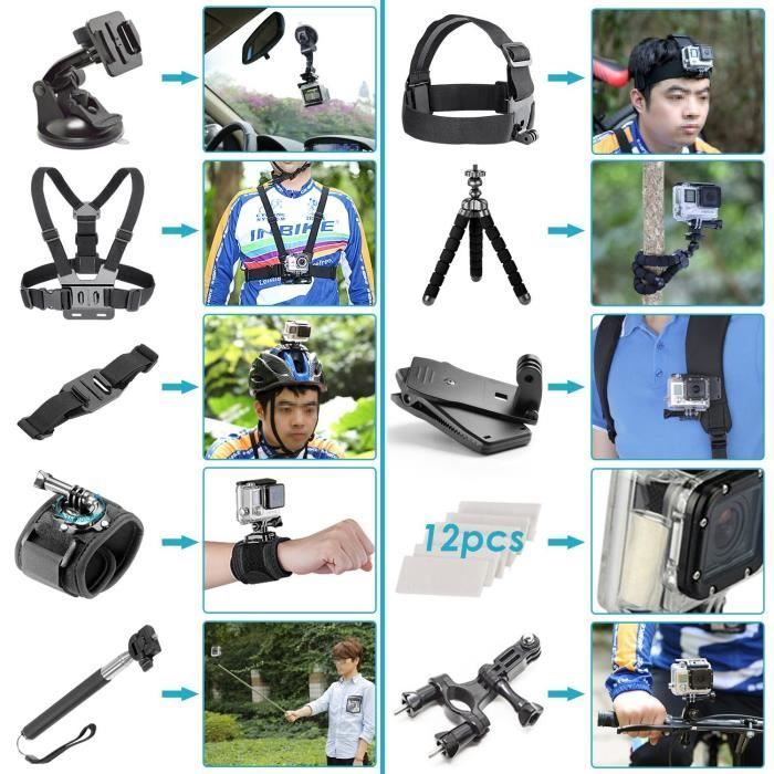 50-En-1 Kit d'Accessoires d'Appareil Photo d'Action pour GoPro Hero 4/5 Session, Hero 1/2/3/3 + / 4/5, SJ4000 / 5000, Nikon et Sony