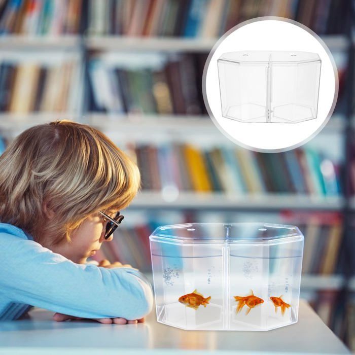 Miniatuur tafelaquarium: Klein betta-aquarium met verwijderbare scheidingswand voor betta's en goudvissen - voor beginnende kinderen