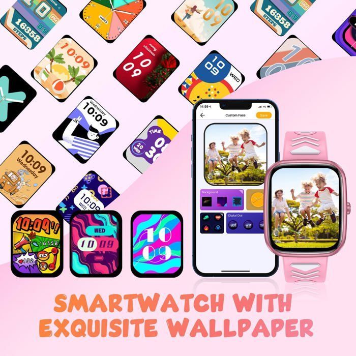 Relógio inteligente para crianças, meninas e meninos: Relógio inteligente com chamadas Bluetooth, rastreador de atividades e pulseira inteligente.