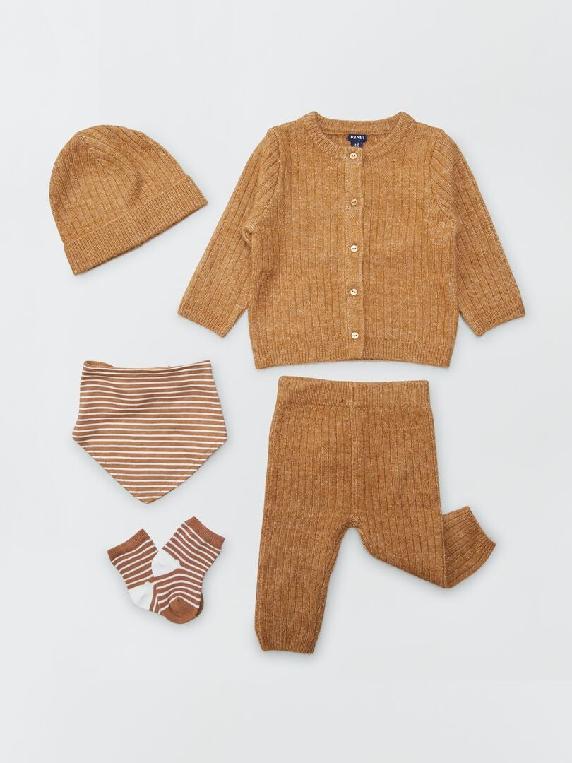5-delige 'Welkom Baby' geboortedoos - Unisex - Lichtbruin