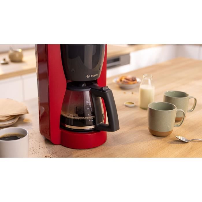 Cafetière Filtre - BOSCH - TKA2M114 MyMoment - Rouge - Capacité 1,25L - verseuse verre - système anti-gouttes