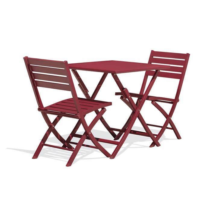 2-seater aluminum garden dining set - Carmine red