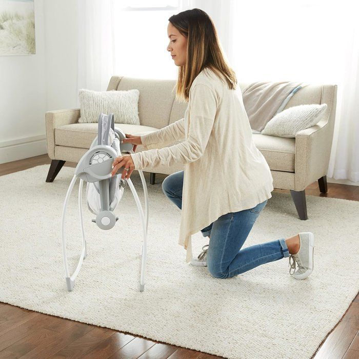 INGENUITY Baby Bouncer, Foldable Electric Swing - Little Sheep - Removable Arch and Toys, Baby Gift
