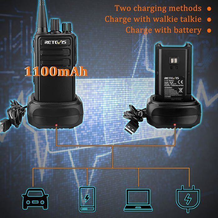 Retevis RB629 Walkie-Talkie, PMR446 Professionelles, robustes Walkie-Talkie mit drahtloser Klonfunktion, Notrufalarm und VOX-Funktion