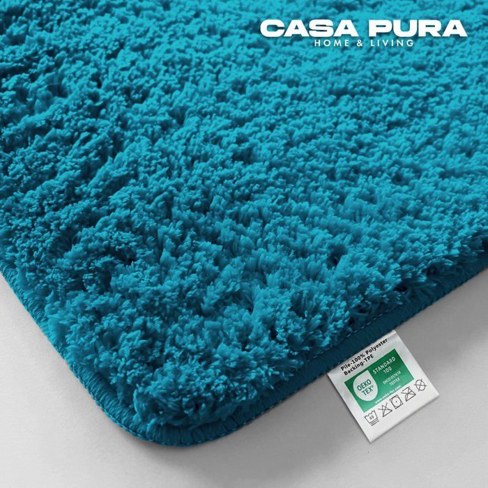 Alfombrilla de baño Sky Plain color verde azulado, 70 x 120 cm