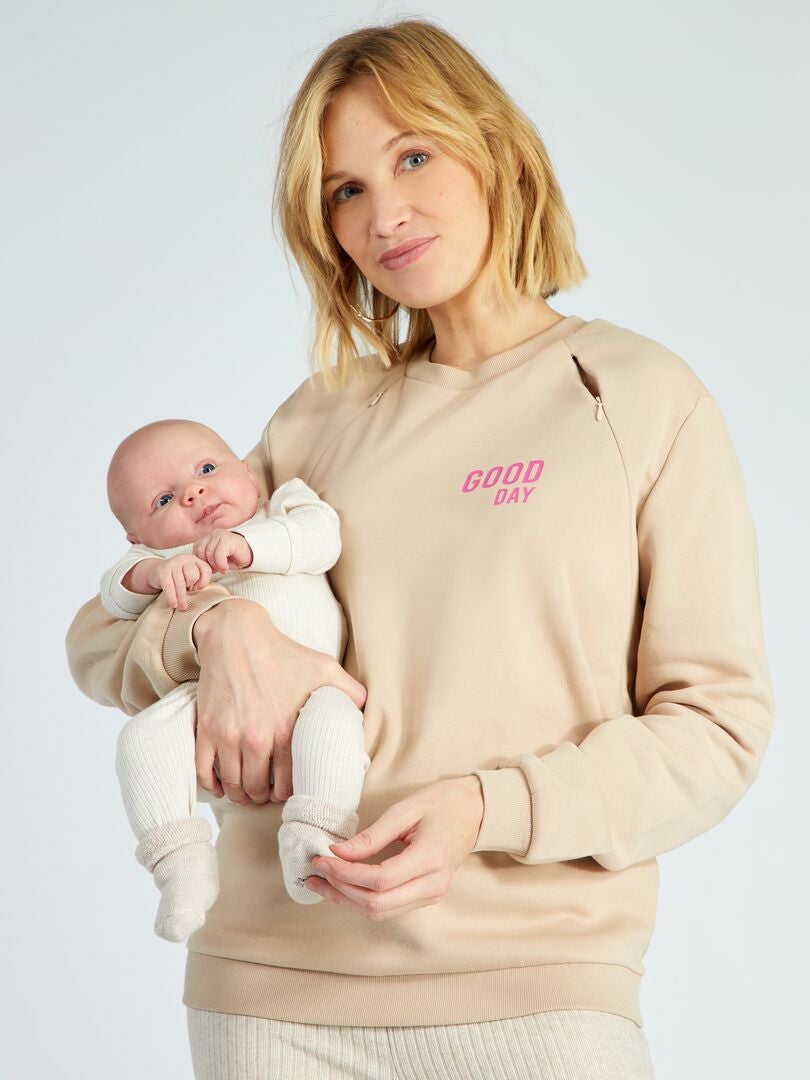 Verpleegkundig sweatshirt met ronde hals - BEIGE