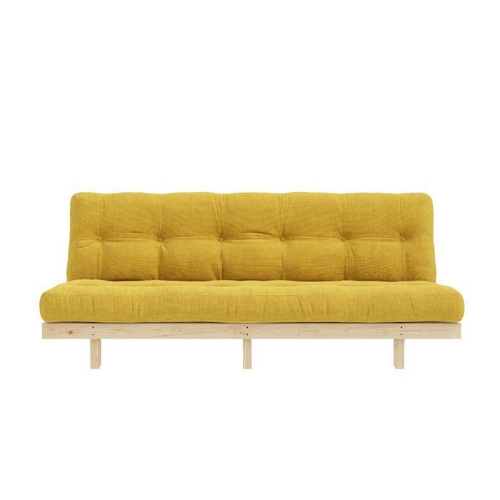 Divano letto futon trasformabile LEAN in legno di pino color miele, 130x200 cm