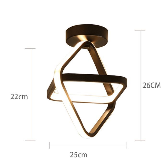 Lámpara de techo LED moderna WOTTES - Diseño geométrico, negra - para sala de estar, baño - Blanco cálido - 1 unidad Ø25*26CM