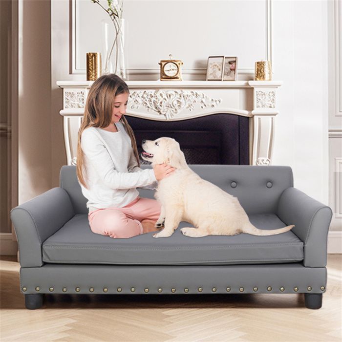 Canapé pour Chien Grande Taille - Moderne et Chic - Gris - 120x74x40cm
