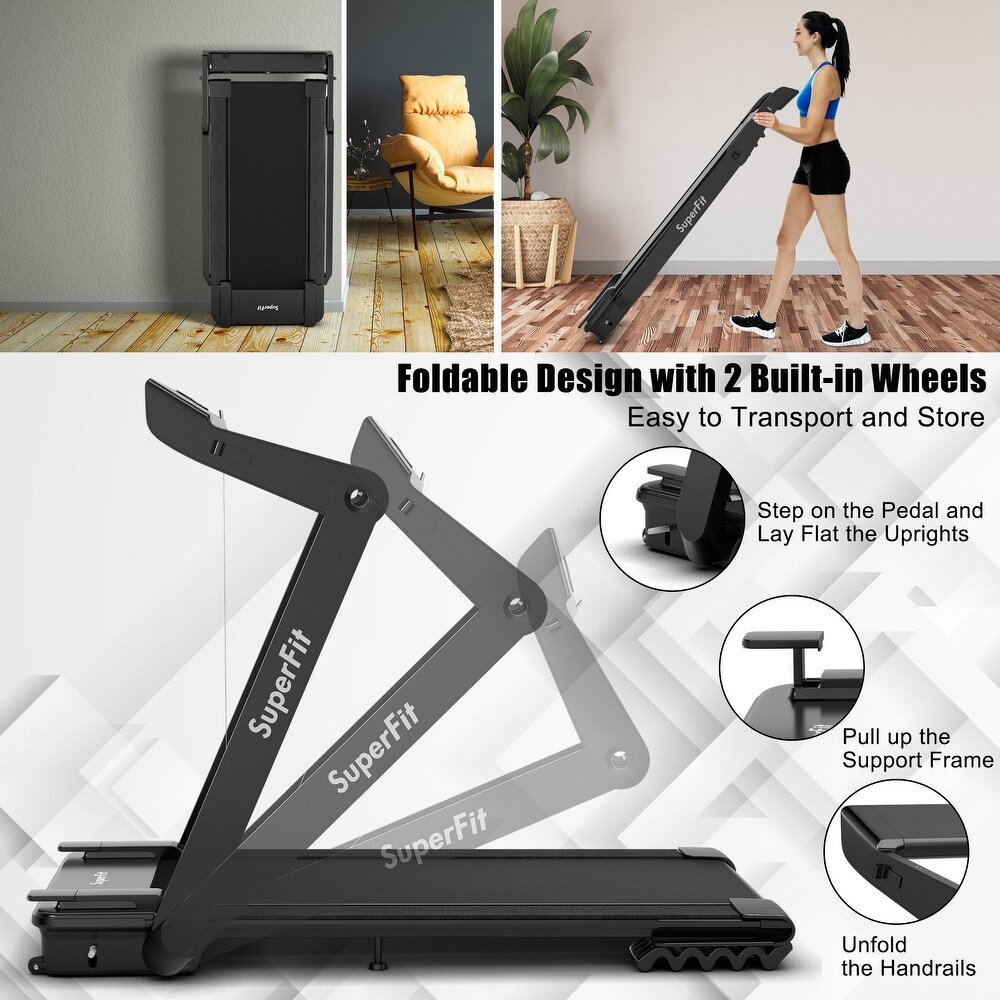 4.0HP Opvouwbare elektrische loopband/joggingmachine met luidspreker en LED-verlichting - 57,5 x 31 x 43,5 (L x B x H)