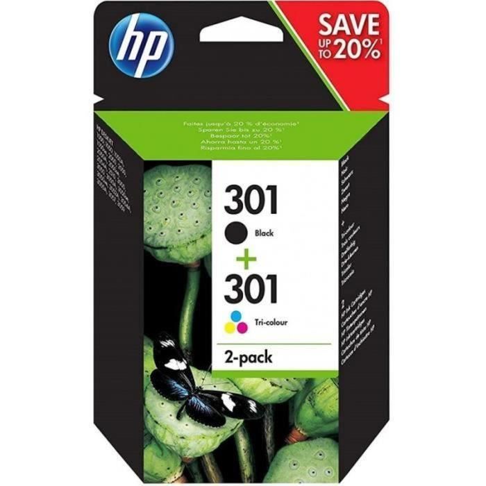 HP 301 2-Pack Genuine Black and Tri-Color Ink Cartridges (N9J72AE) for HP Envy 4505, DeskJet 1050/1512/2548/3057A