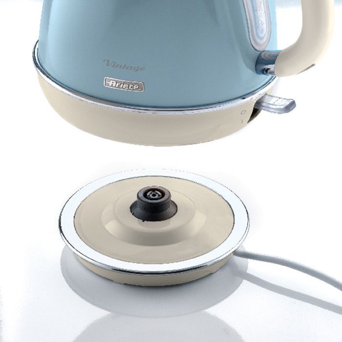 Hervidor azul vintage de 1 litro - ARIETE - 1630 vatios - Base giratoria de 360 grados - Vertido inalámbrico