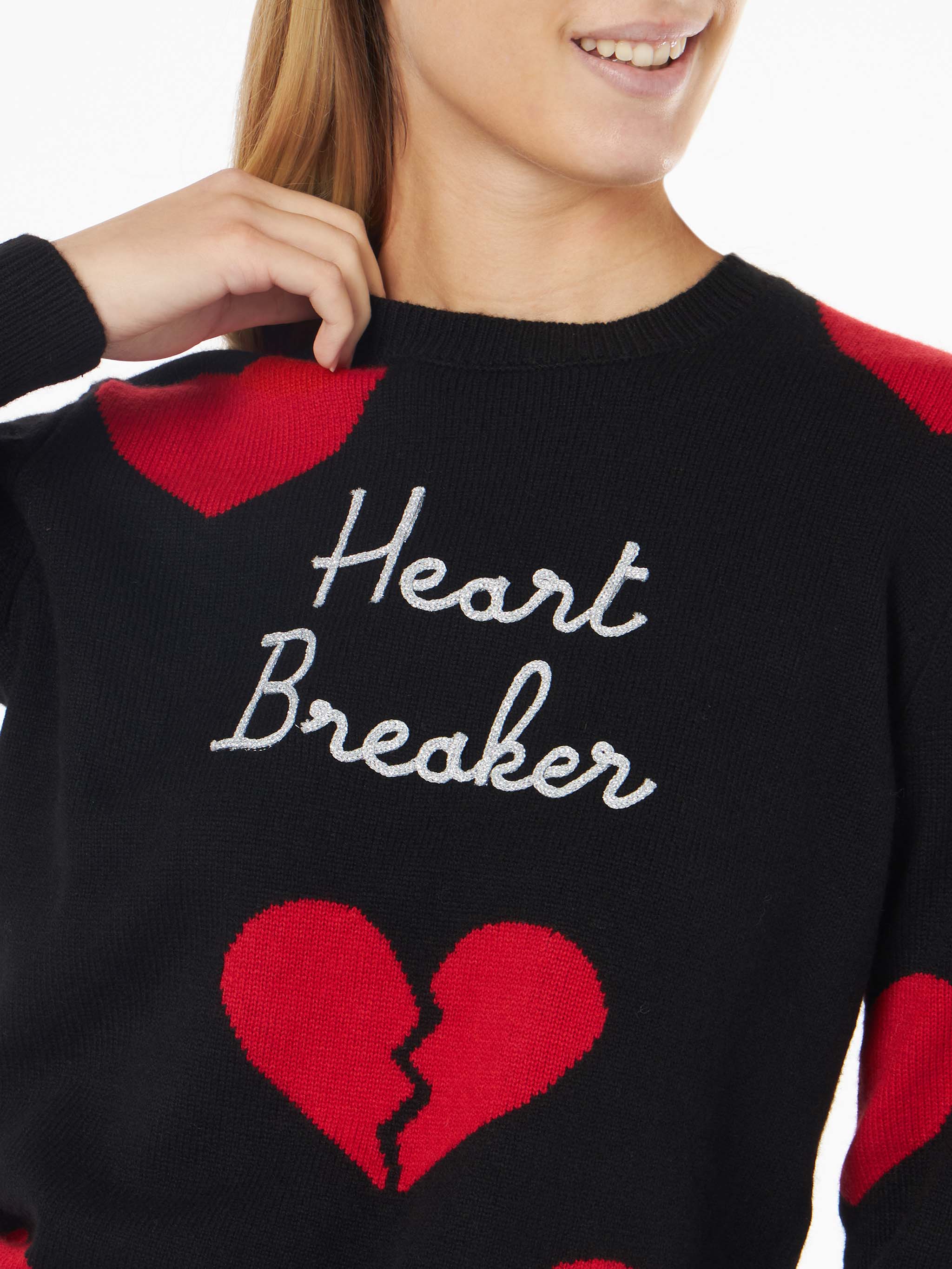 Maglione da donna girocollo con ricamo Heart Breaker