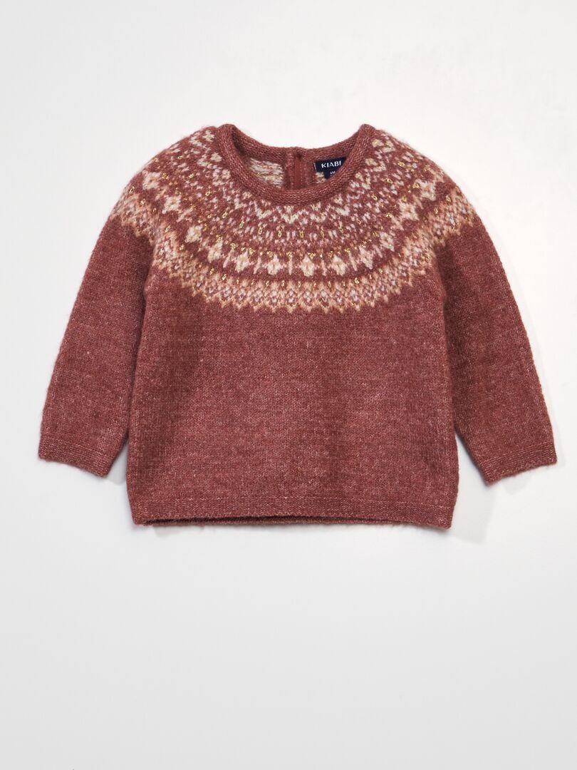 Suéter de malha jacquard macia - VERMELHO