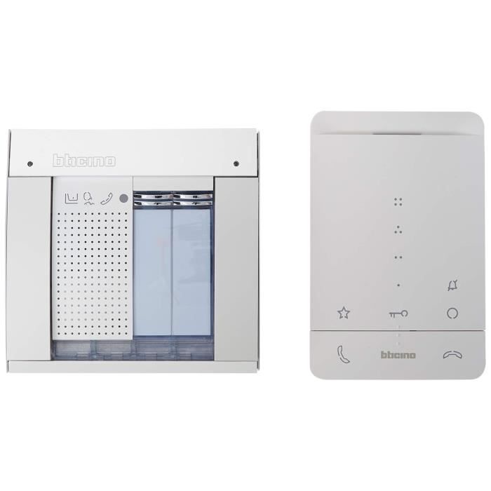 Kit interphone audio 2 fils - BTICINO - Sfera Allmetal - Blanc - Résistant aux intempéries - 1 combiné audio