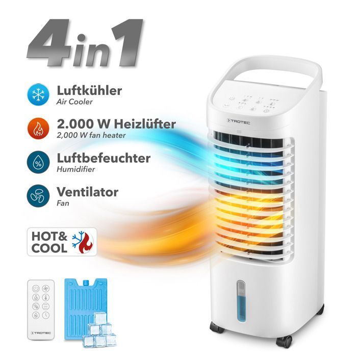 TROTEC PAE 19 H - 4-in-1 Air Cooler: Cooling, Heating, Humidifying and Ventilating - 118m³/h