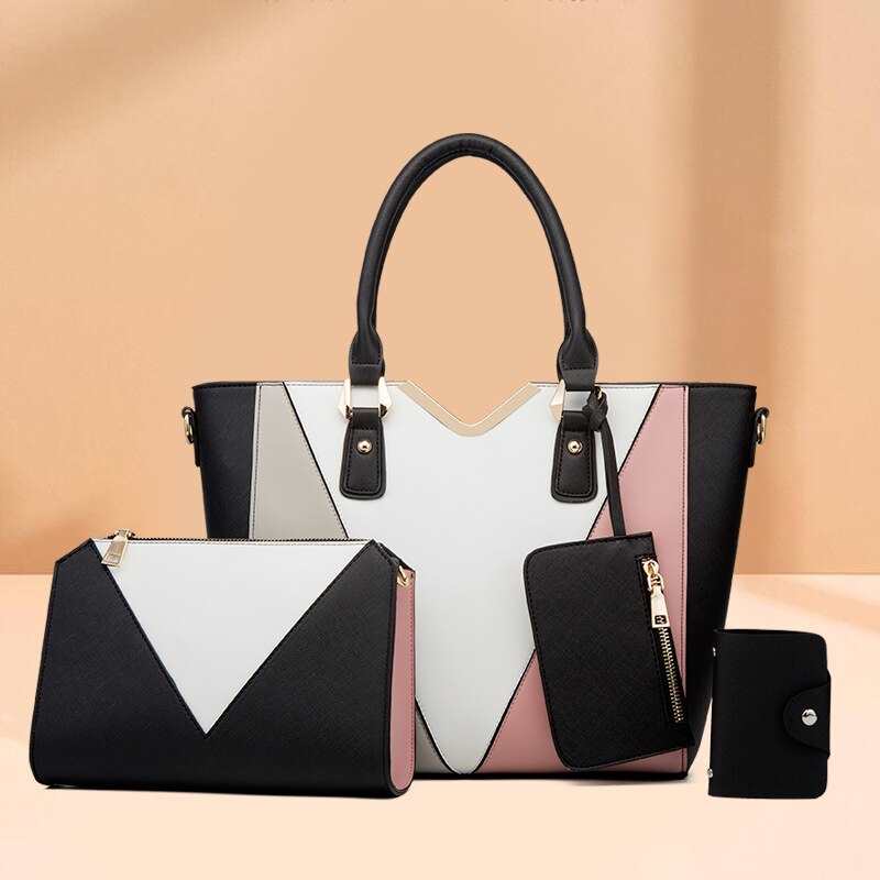 Borsa a tracolla da donna, set da 4 pezzi: borsa a tracolla, borsa a mano, borsa tote, portafoglio, borsa da donna firmata 2021 in pelle.