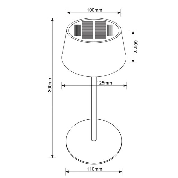 LED-Outdoor-Tischleuchte Picco, Akku + Solar, schwarz-matt
