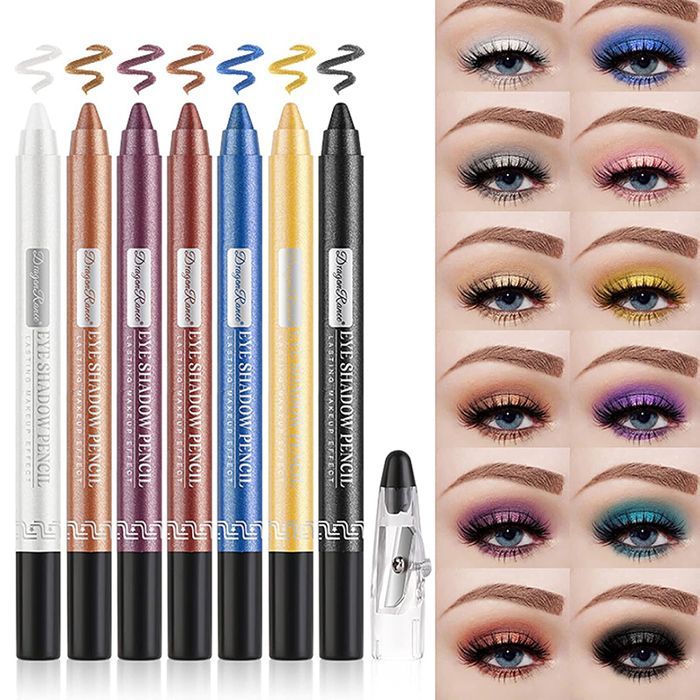 Set de sombras de ojos en barra, 12 lápices delineadores de ojos con purpurina de colores, maquillaje de ojos de larga duración y resistente al agua.