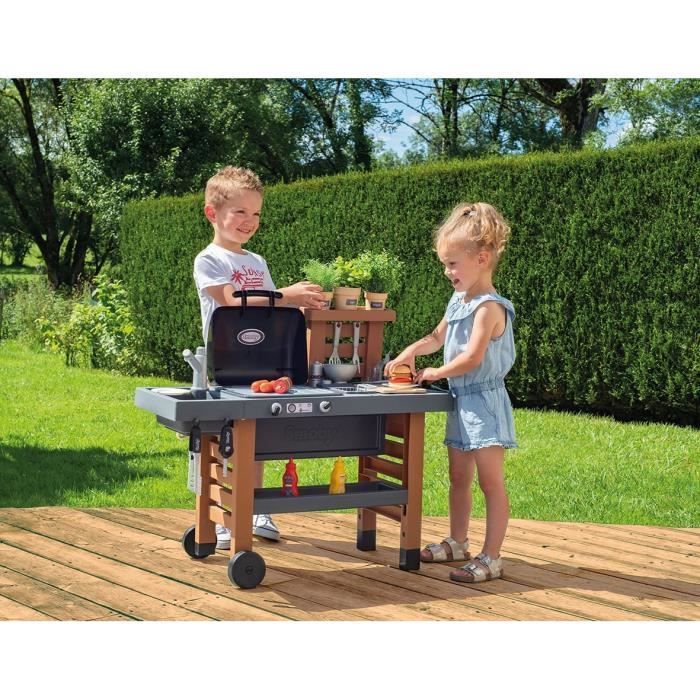Cucina da esterno convertibile Smoby - Griglia e piastra - 40 accessori