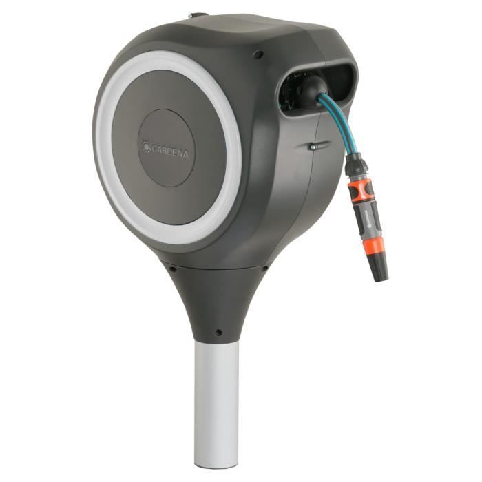 GARDENA RollUp S 15m Automatic Hose Reel with White Trim - Complete Kit - 5 Year Warranty