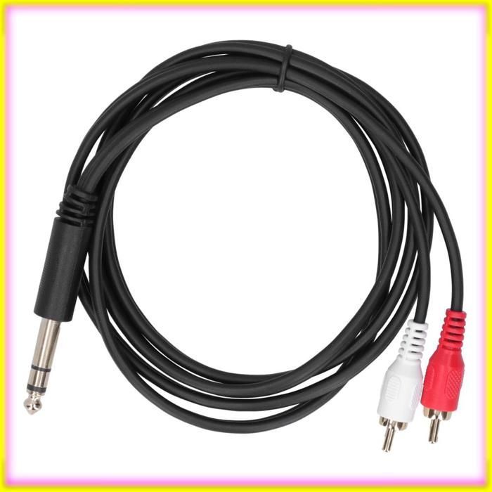 keenso Câble de 6 Adaptateur de Transmission Durable de 6,35 Mm Mâle à Double pour L'amplificateur video videoprojecteur