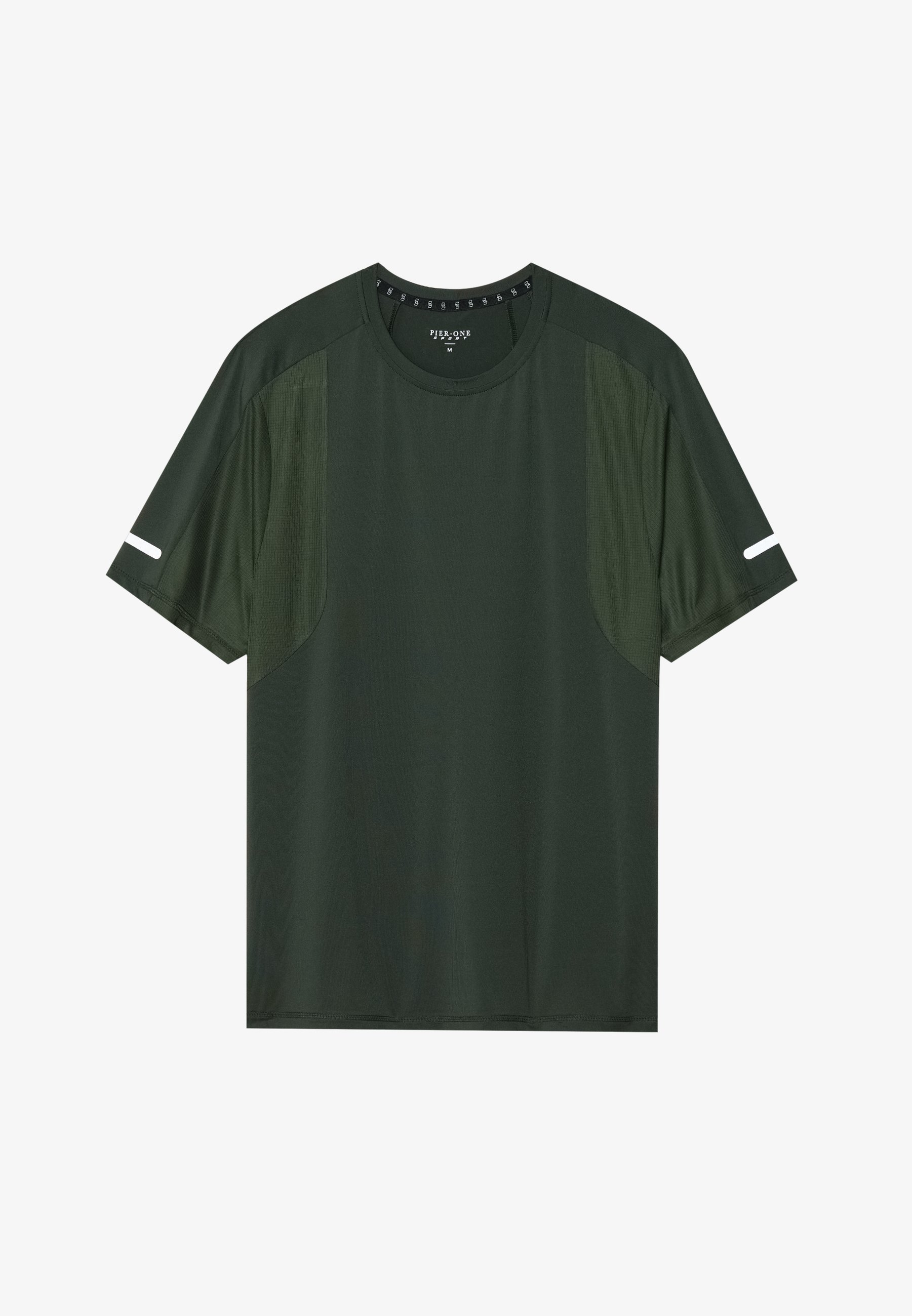 Pier One Sport sneldrogend T-shirt met korte mouwen en reflecterende strip - Sport T-shirt - donkergroen