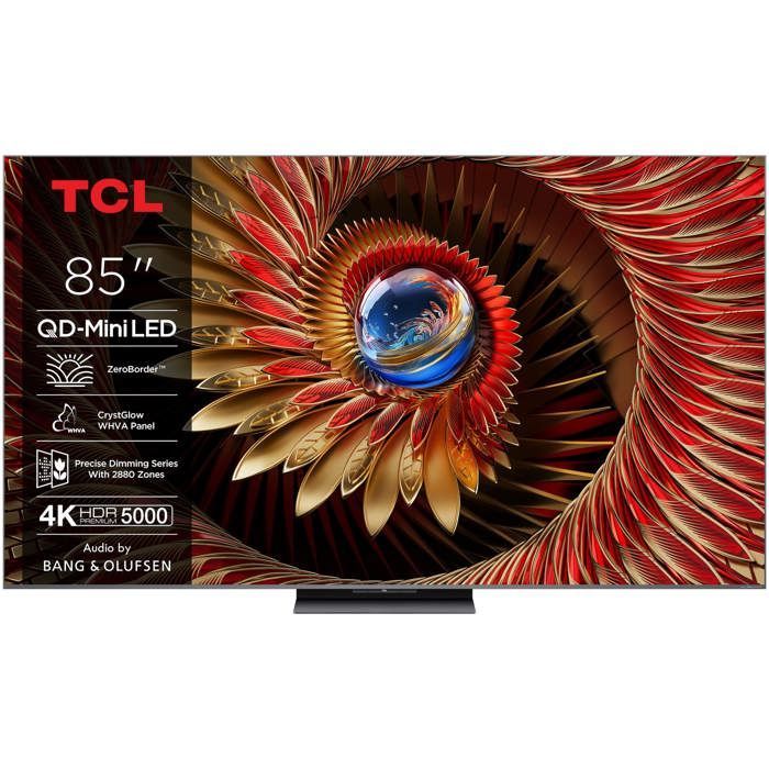 TCL 85Q8C — 85 inch QD-Mini LED-tv, 144 Hz, 4500 nits, contrast 1:45.000.000, zwart