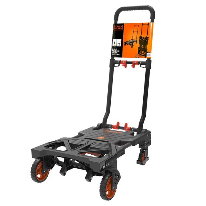 Carrello a mano e carrello a piattaforma 2 in 1 BLACK+DECKER, portata 55 kg.