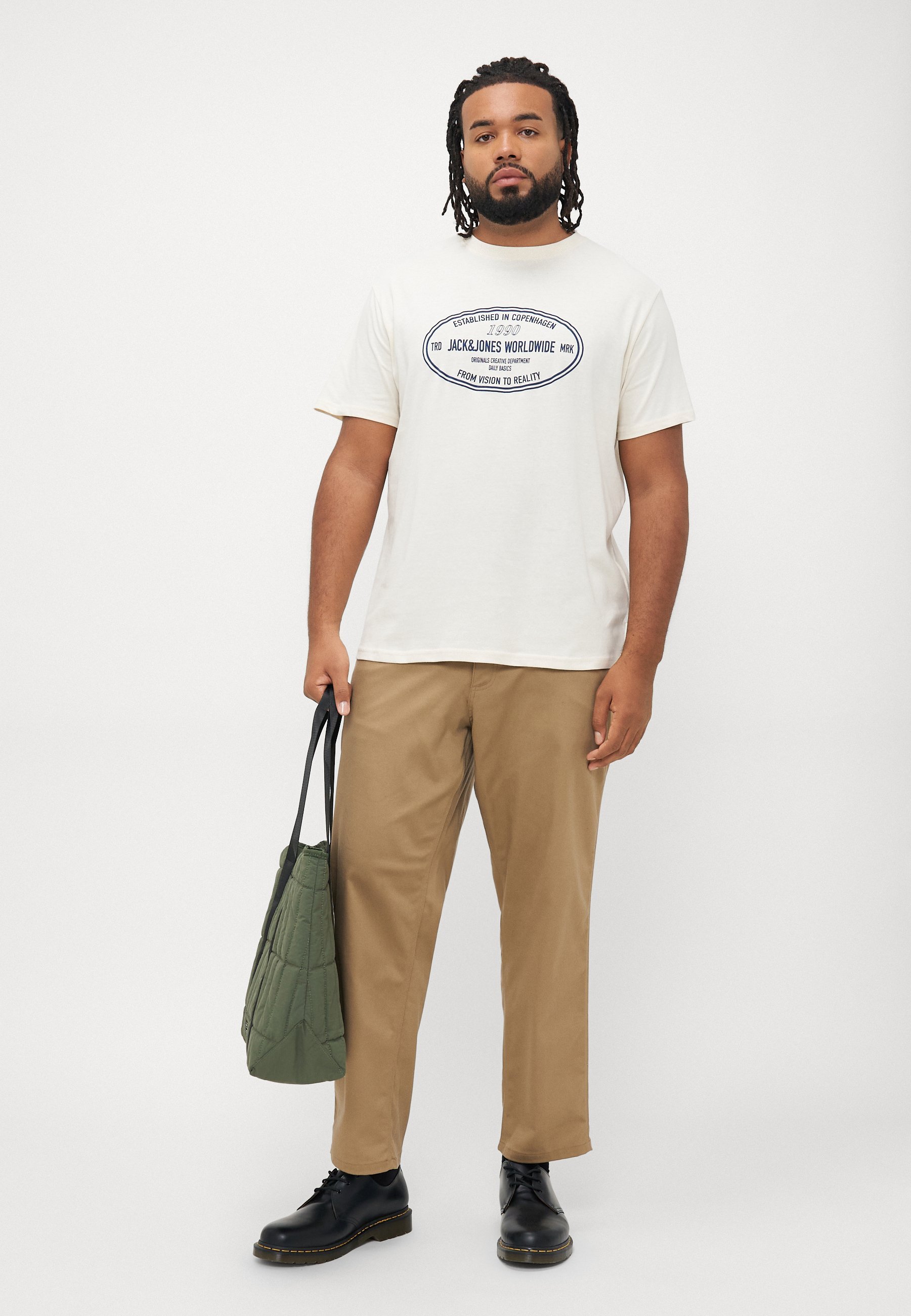 Jack & Jones JORYORK FRONT TEE 3-PACK - T-shirt met print - antiek wit/zwart/Tibetaans rood