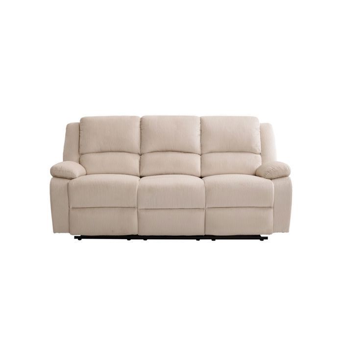 RELAXXO - LEO Sofá reclinable manual de 3 plazas en pana - beige