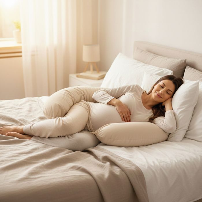 Zwangerschaps-, kraam- en voedingskussen met afneembare hoes - 100% katoen - 170 cm - Effen beige - Monsieur Bébé