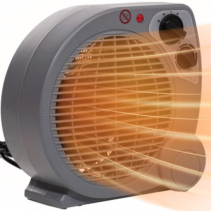 Calefactor auxiliar de 2000 W, calefactor con ventilador de 2 velocidades (1000/2000 W), protección contra sobrecalentamiento y vuelco.