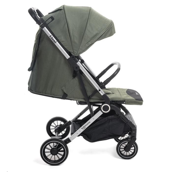 Bebelissimo - Passeggino ultracompatto - Leggero - Chiusura con una mano - Manubrio tipo valigia - Lioni - Verde