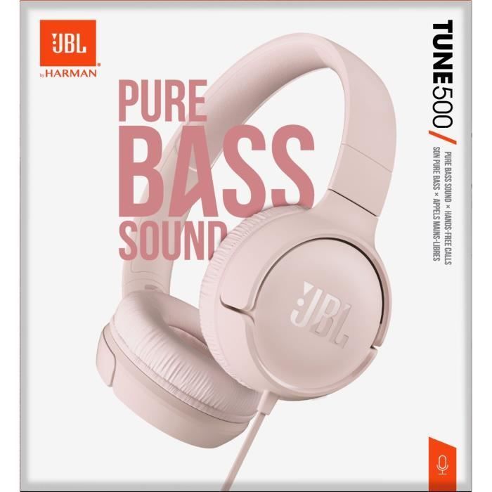 JBL Tune 500 bedrade hoofdtelefoon - Pure basgeluid - Lichtgewicht en opvouwbaar ontwerp - Roze
