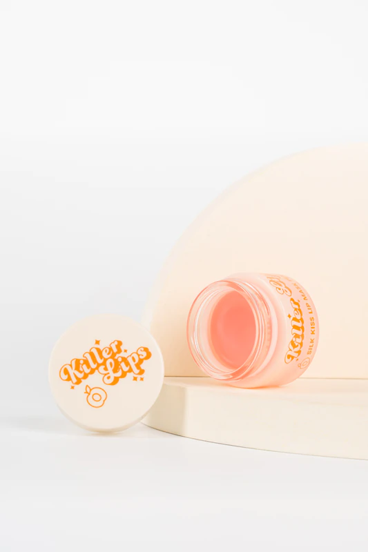 Máscara Labial Killer Lips Silk Kiss com sabor de pêssego, máscara labial hidratante